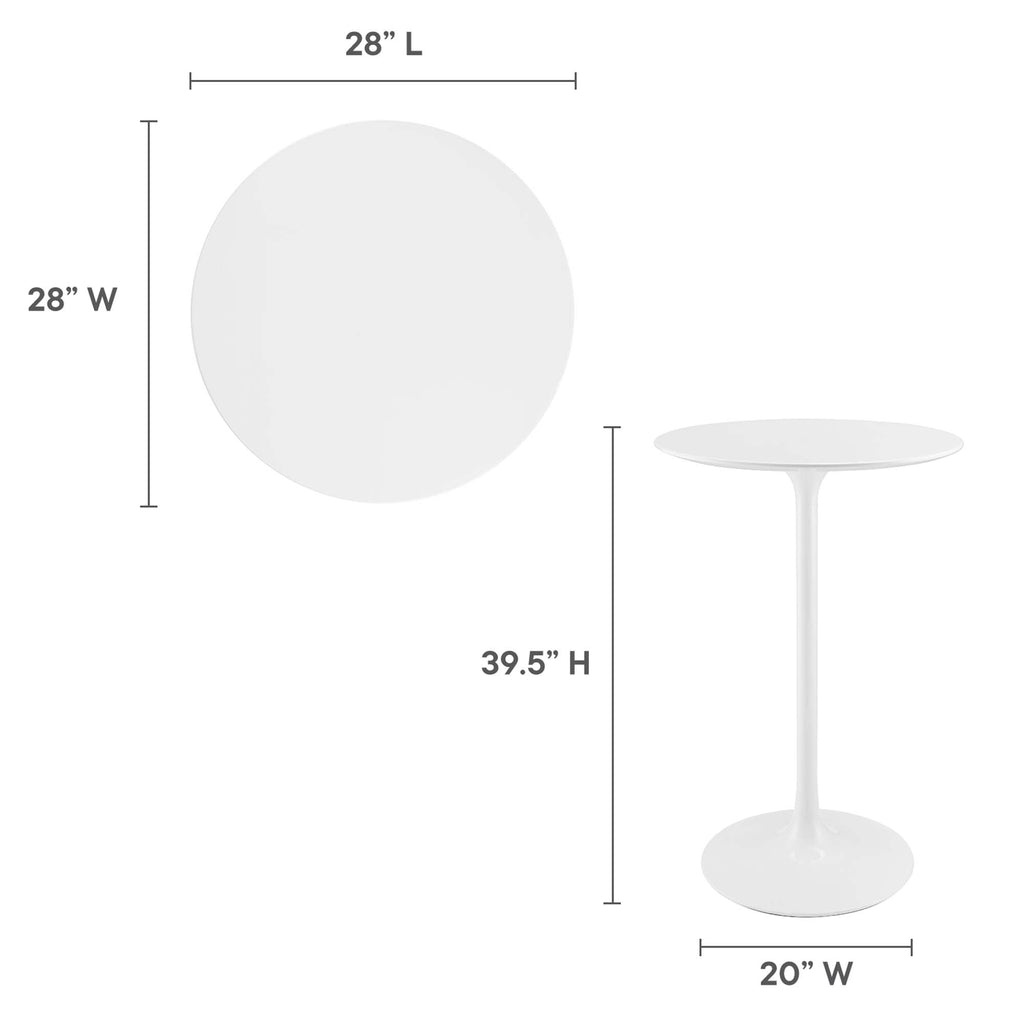Lippa 28" Round Wood Bar Table - White