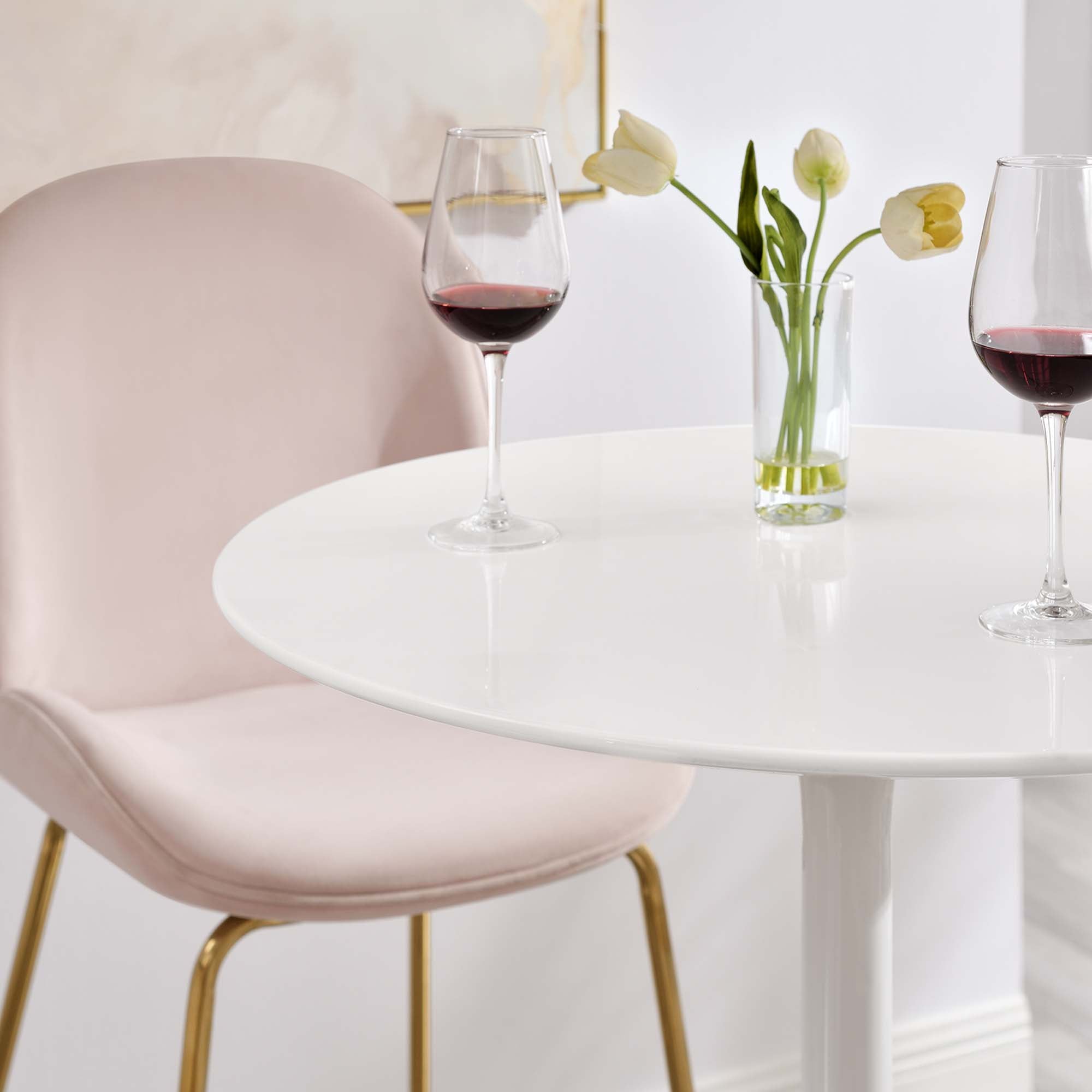 Lippa 28" Round Wood Bar Table - White