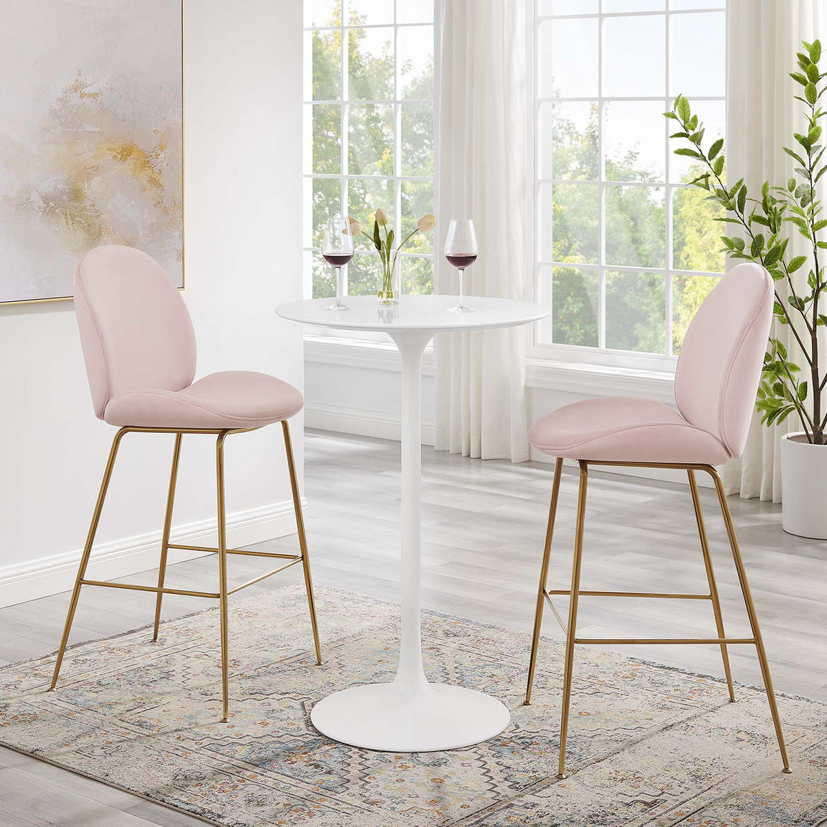 Lippa 28" Round Wood Bar Table - White