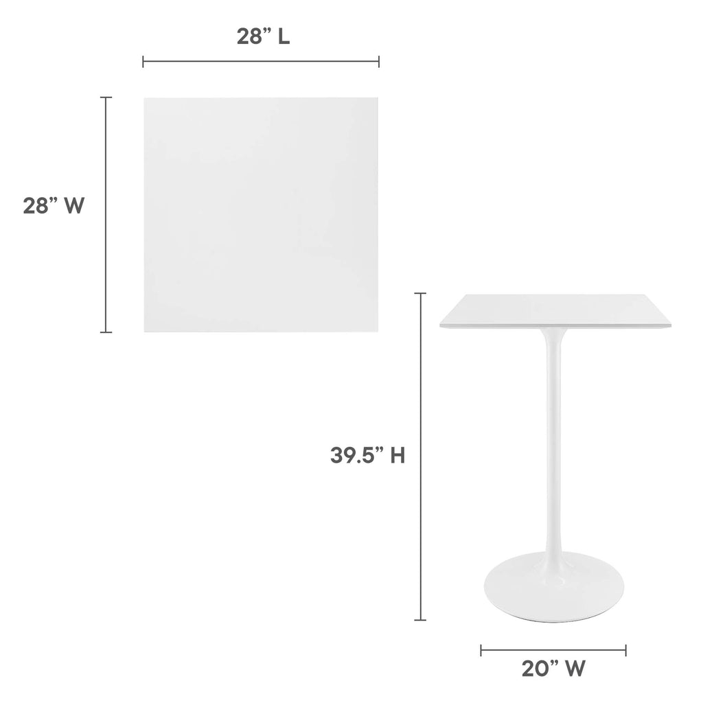Lippa 28" Square Wood Bar Table - White