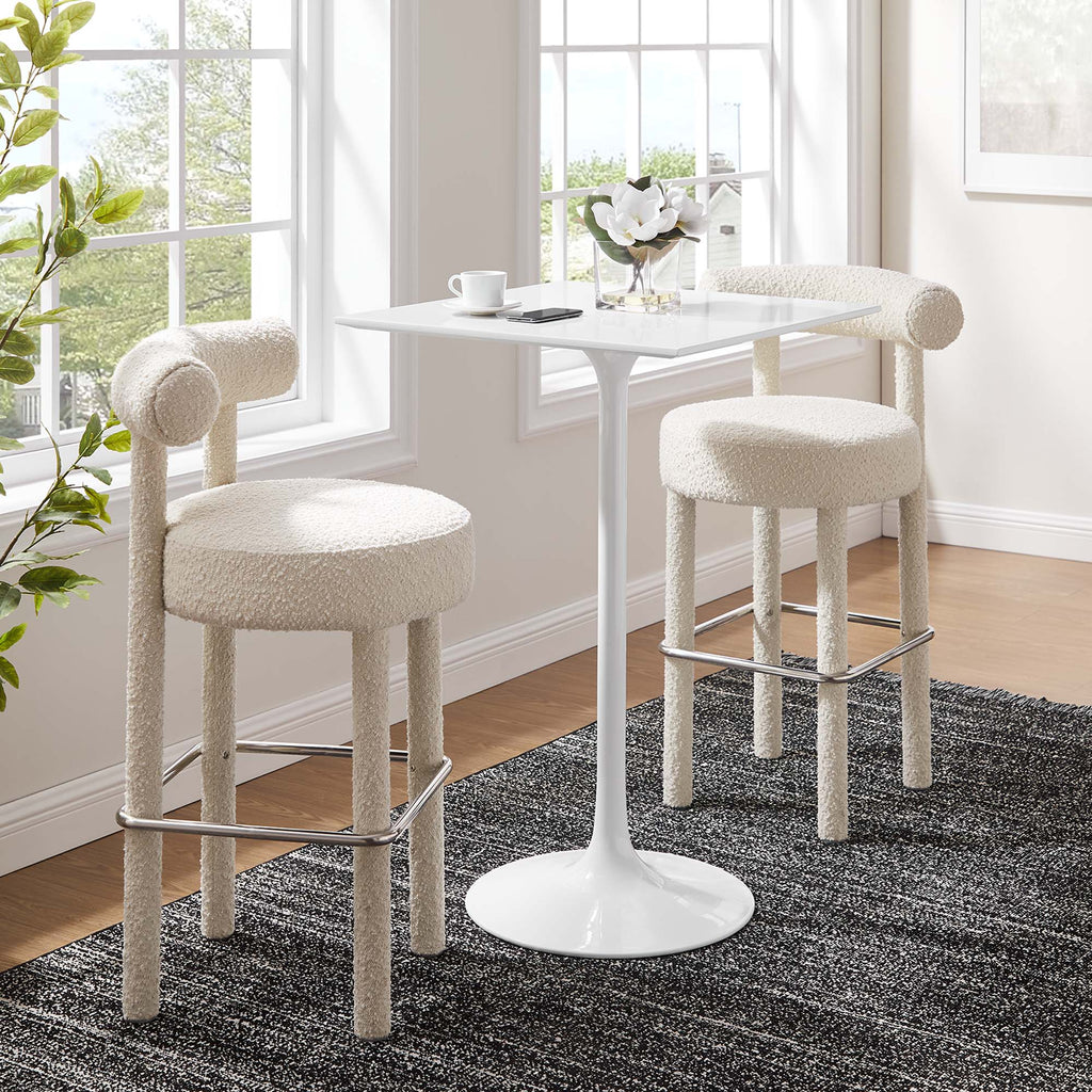 Lippa 28" Square Wood Bar Table - White