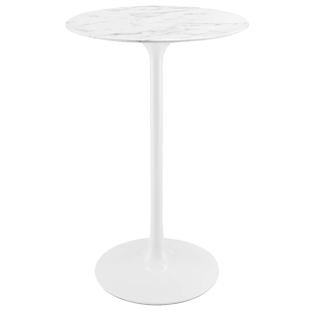 Lippa 28" Round Faux Marble Bar Table - White
