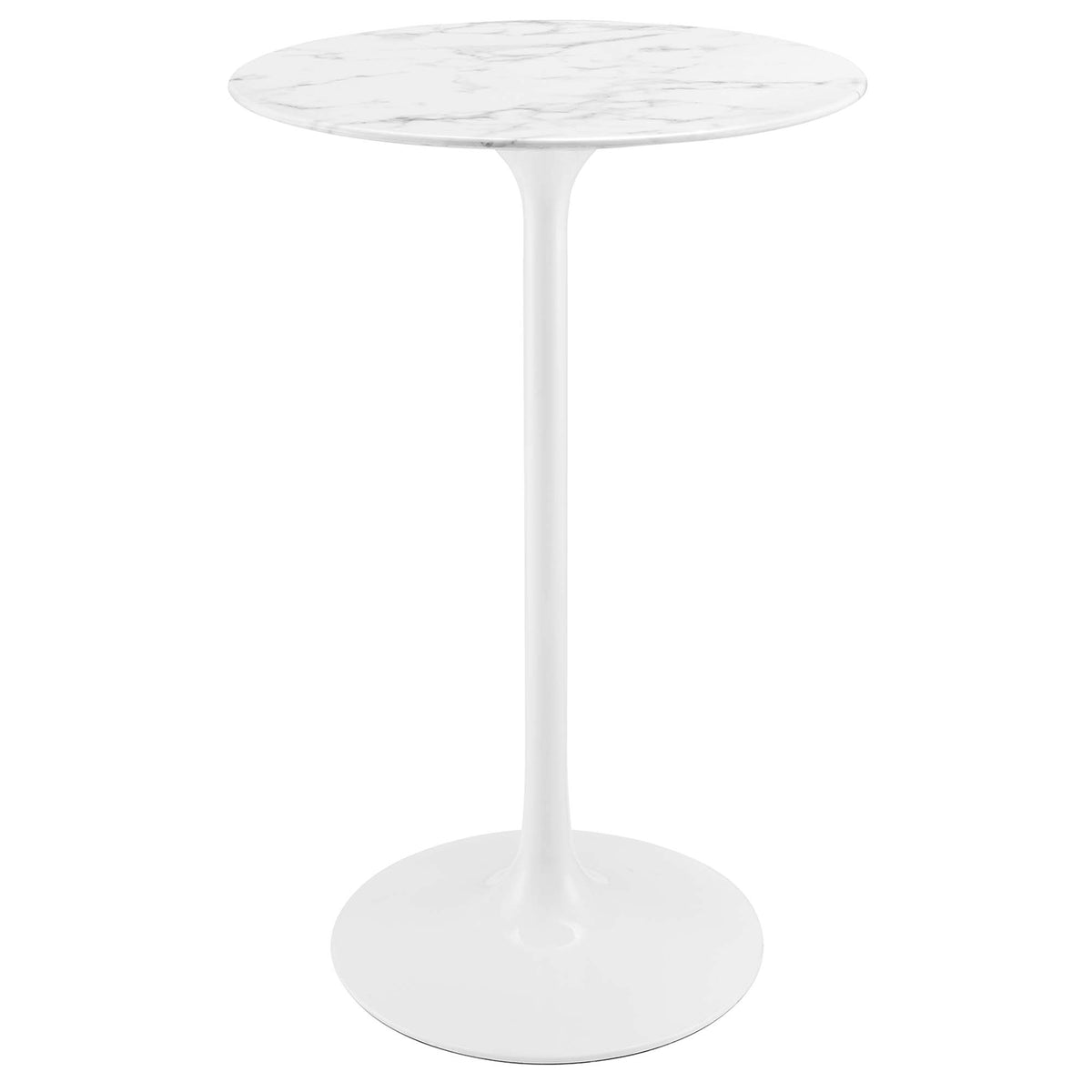 Lippa 28" Round Faux Marble Bar Table - White
