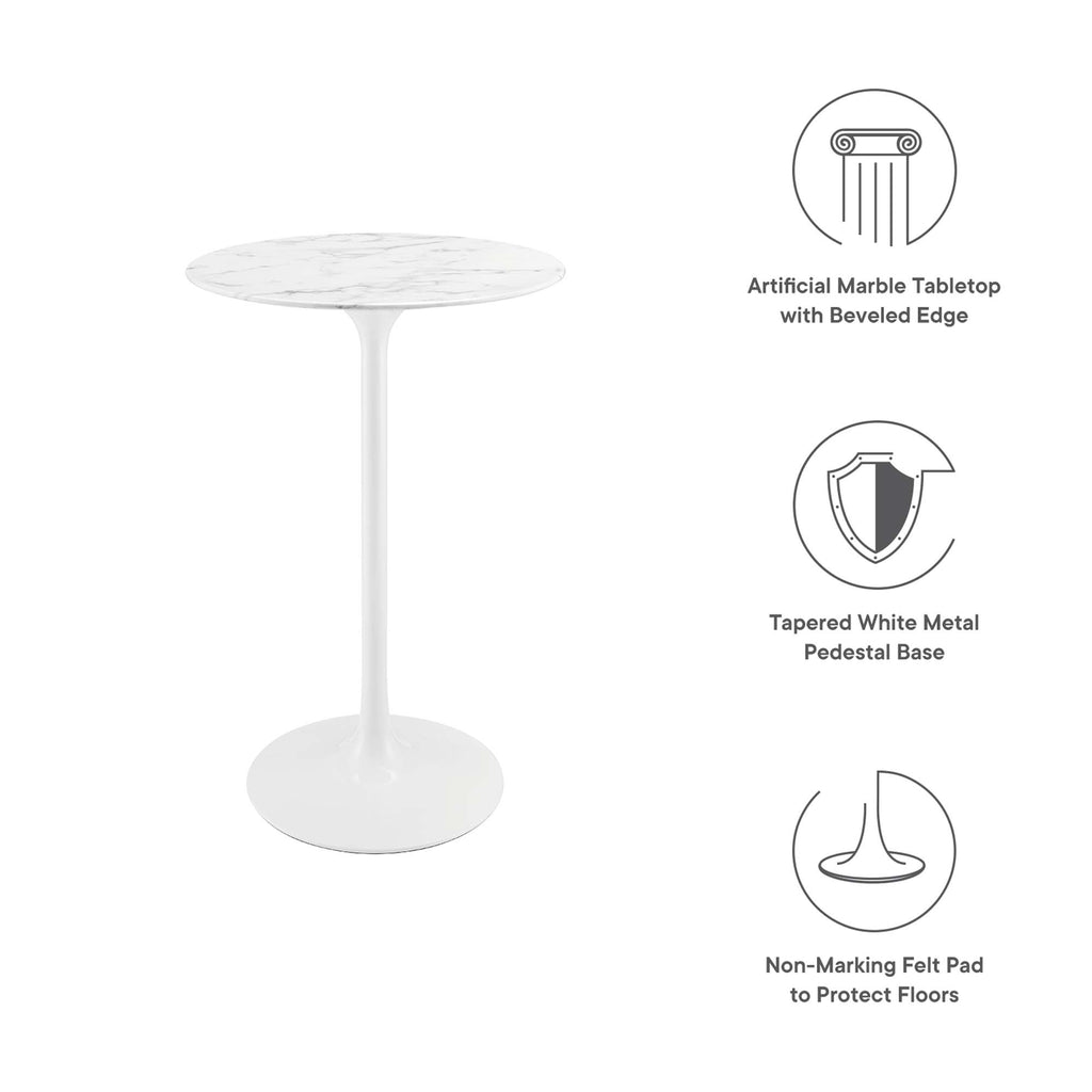 Lippa 28" Round Faux Marble Bar Table - White