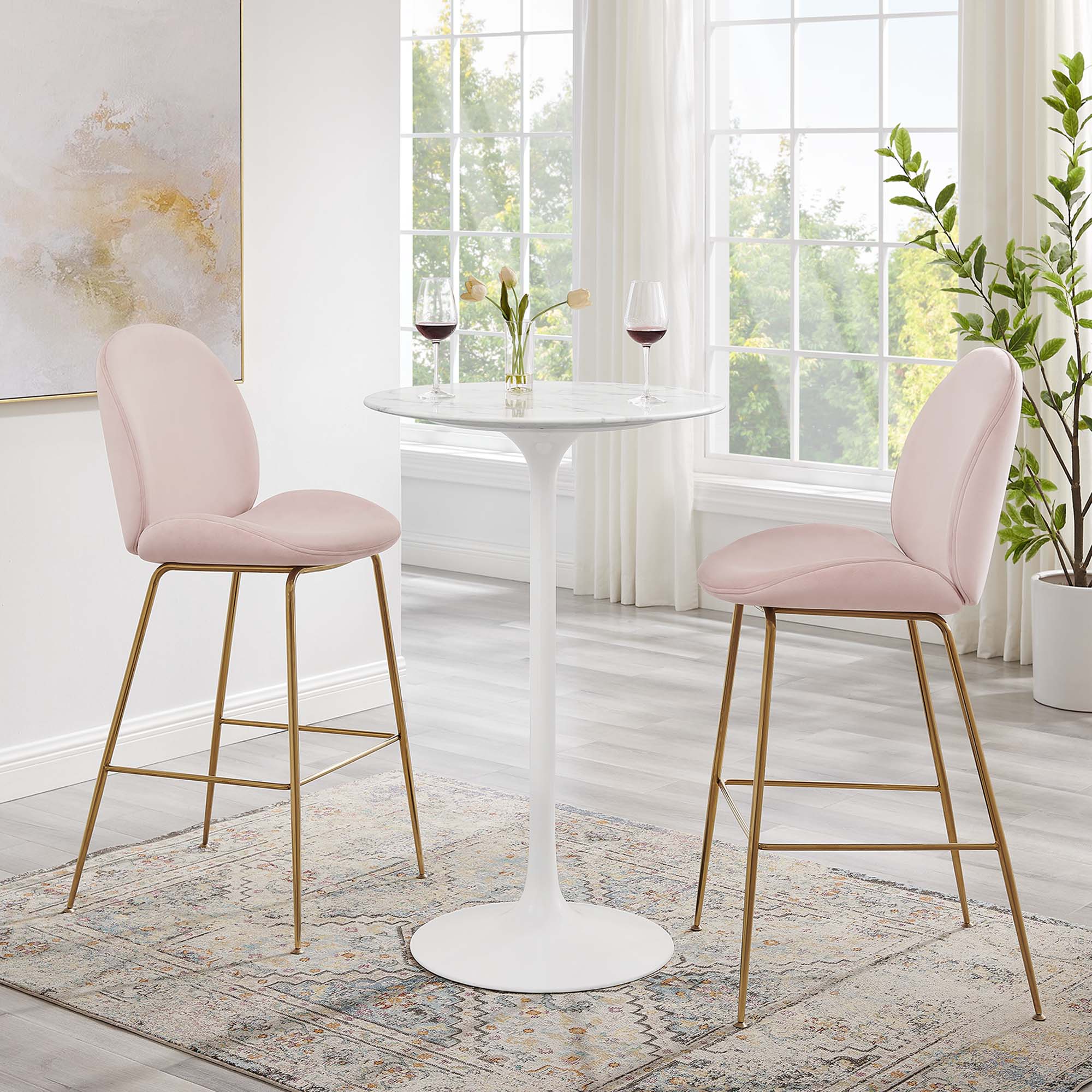 Lippa 28" Round Faux Marble Bar Table - White