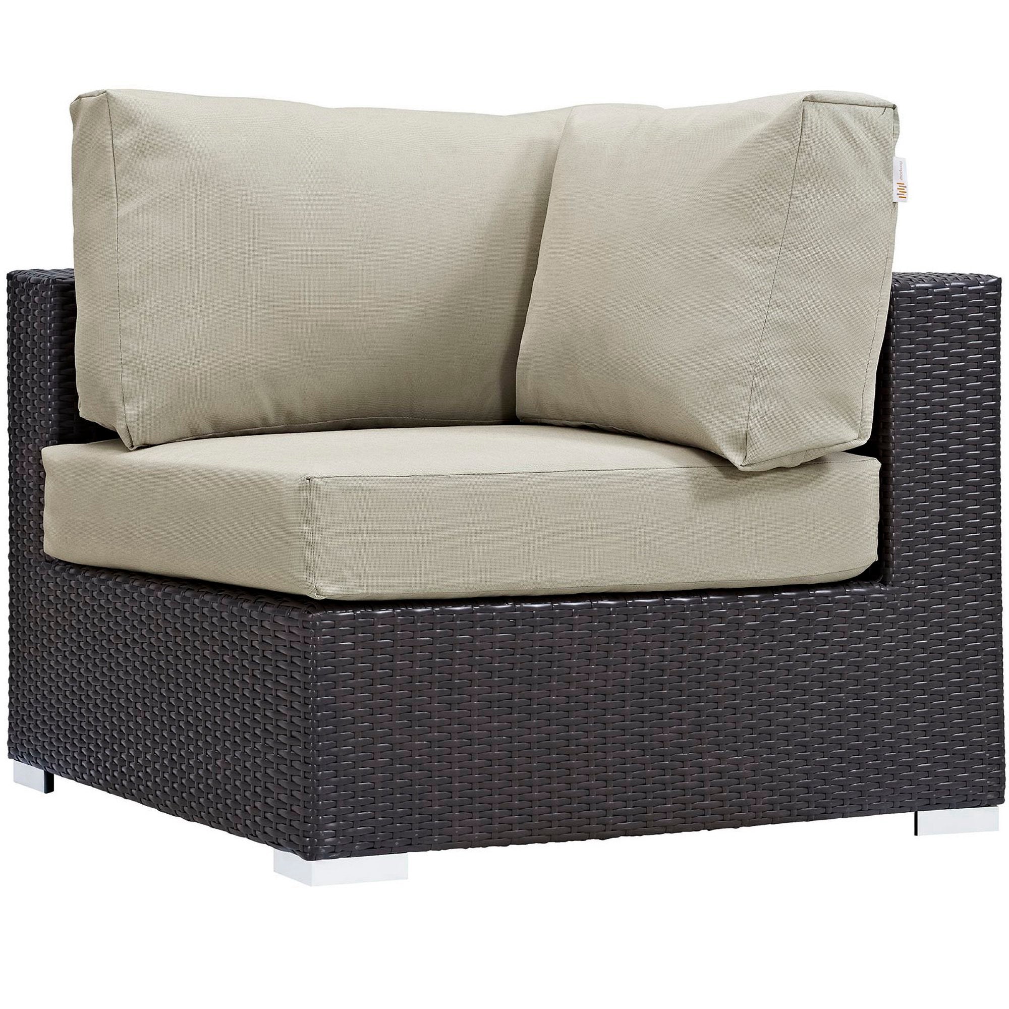 Gather 7 Piece Outdoor Patio Sectional Set - Espresso Beige