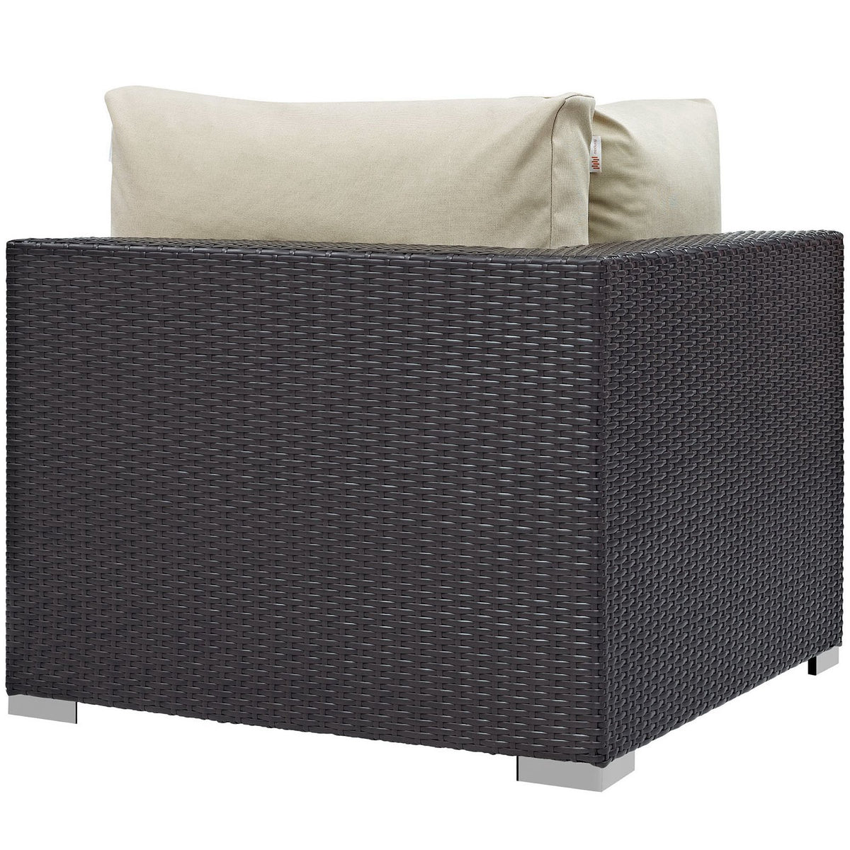 Convene 5 Piece Outdoor Patio Sectional Set - Espresso Beige (Armless, Coffee Table, 2 Corners, Ottoman)