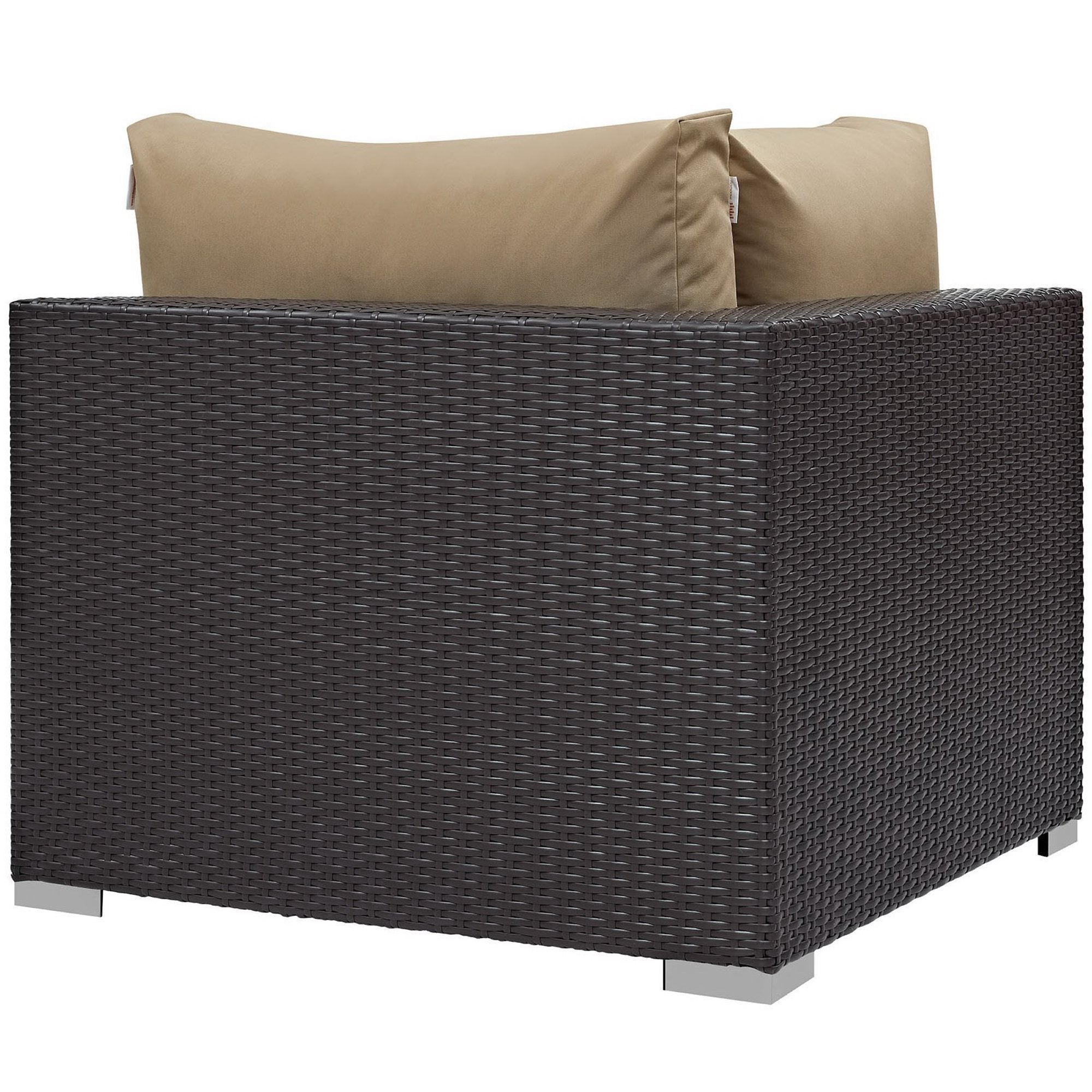 Convene 5 Piece Outdoor Patio Sectional Set - Espresso Mocha (Armless, Coffee Table, 2 Corners, Ottoman)
