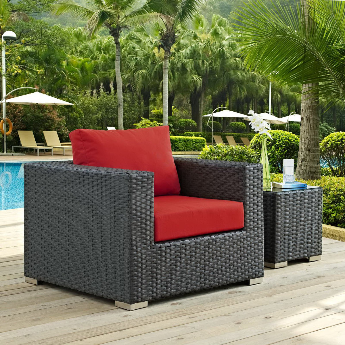 Sojourn Outdoor Patio Sunbrella Armchair - Canvas Red