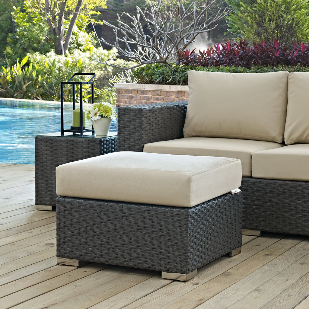 Sojourn Outdoor Patio Sunbrella Ottoman - Canvas Antique Beige