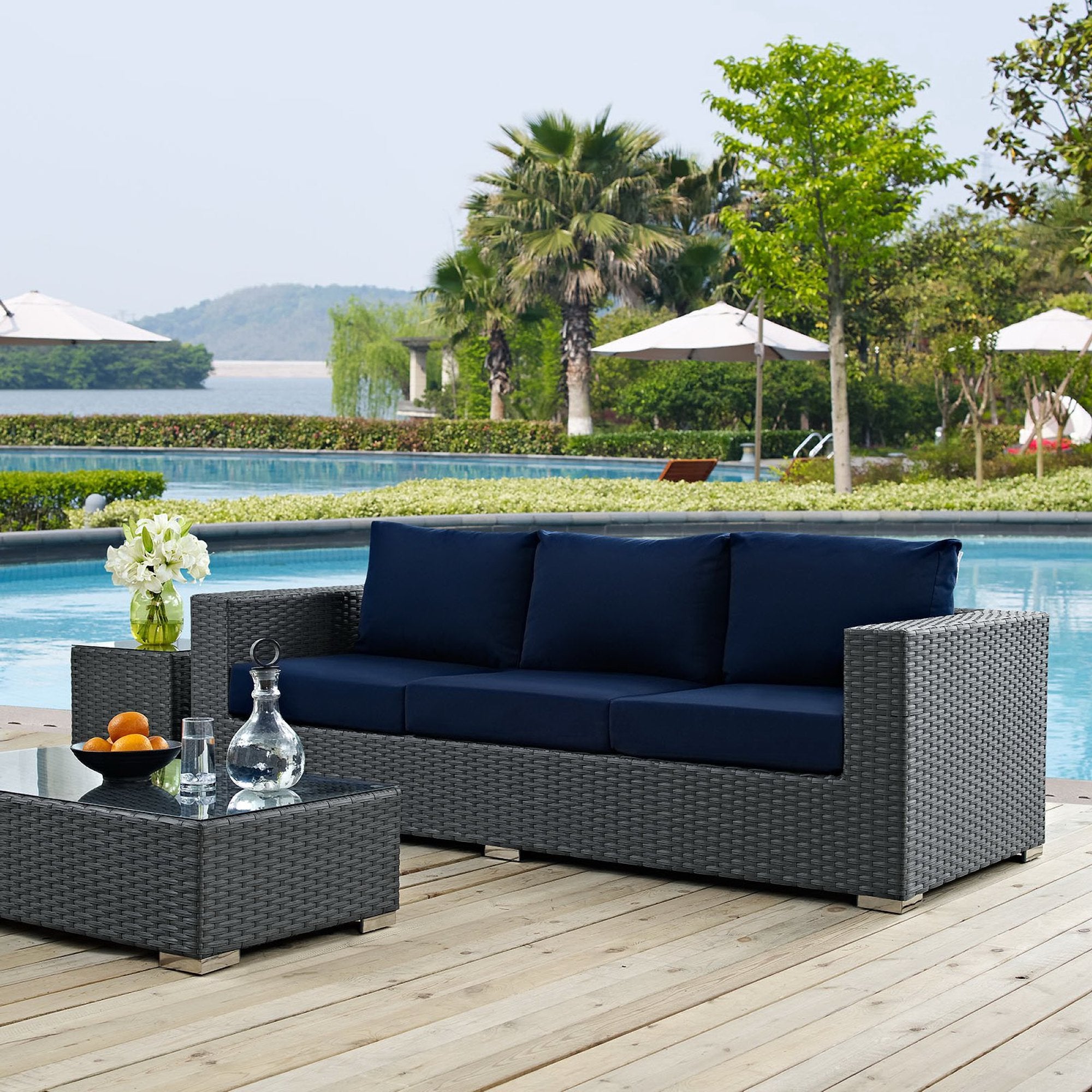 Sojourn Outdoor Patio Sunbrella Sofa - Canvas Navy