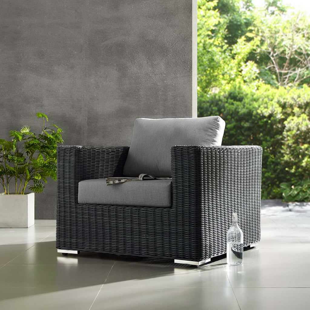 Summon Outdoor Patio Fabric Sunbrella Armchair - Canvas Gray
