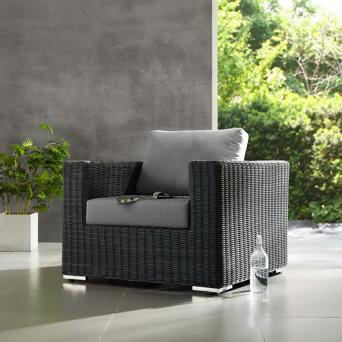 Summon Outdoor Patio Fabric Sunbrella Armchair - Canvas Gray
