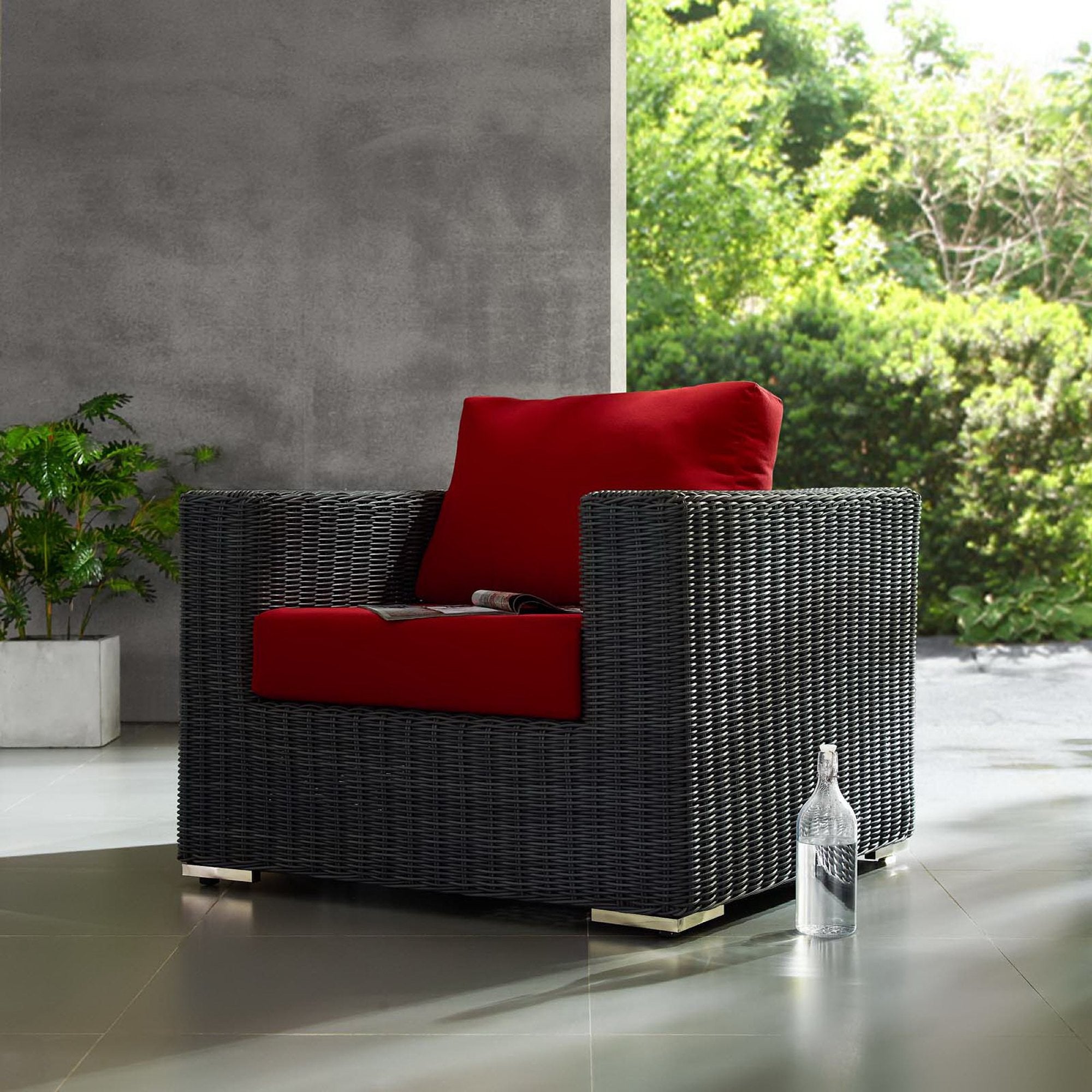 Summon Outdoor Patio Fabric Sunbrella Armchair - Canvas Red