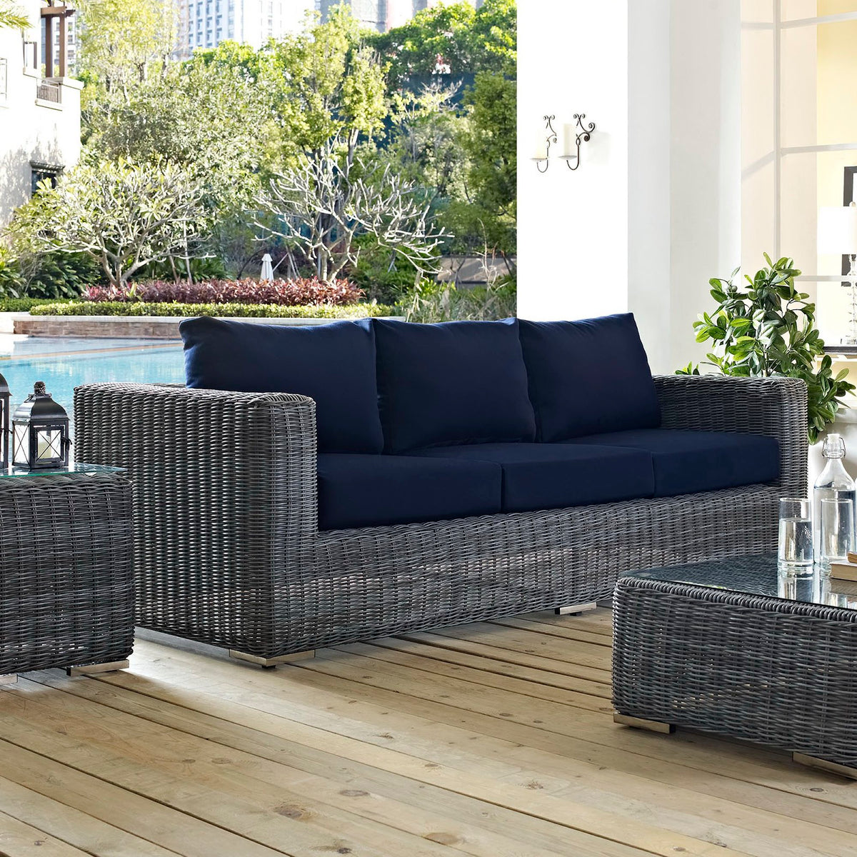 Summon Outdoor Patio Sunbrella Sofa - Canvas Navy