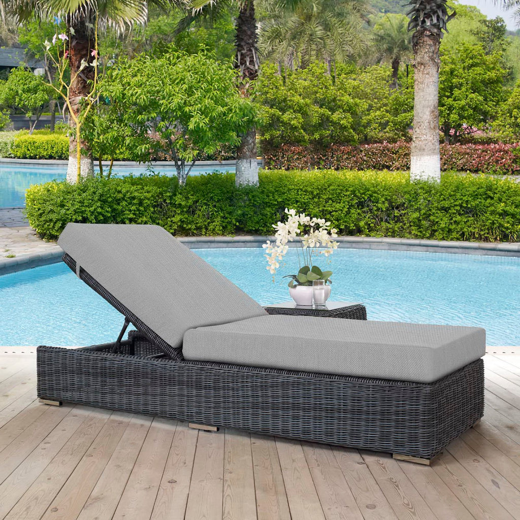 Summon Outdoor Patio Sunbrella Chaise Lounge - Canvas Gray