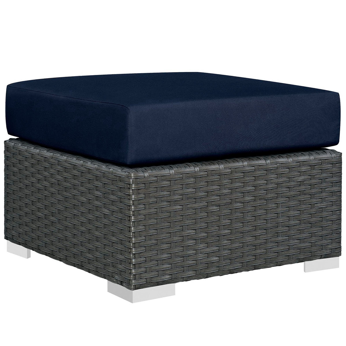 Sojourn 3 Piece Outdoor Patio Sunbrella Sectional Set - Canvas Navy (Coffee Table, Ottoman, Sofa)