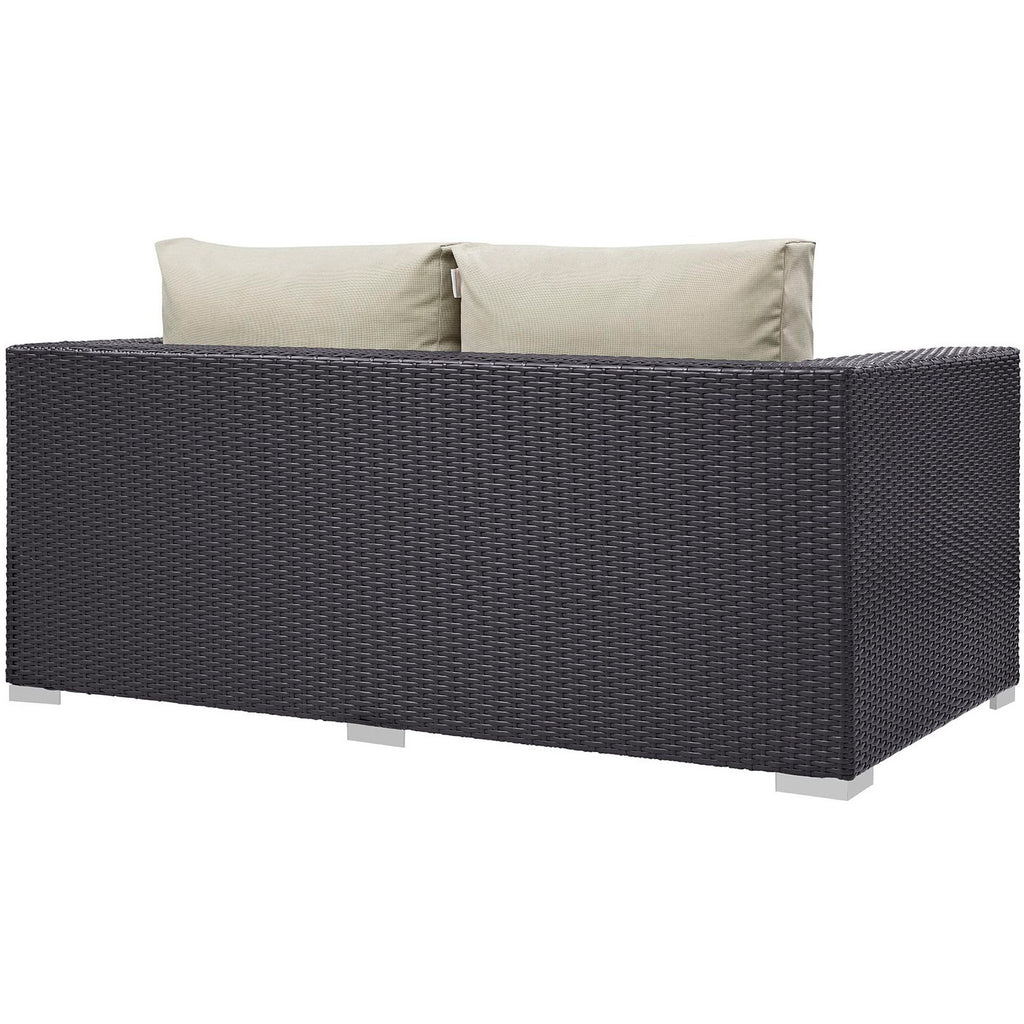 Convene Outdoor Patio Loveseat - Espresso Beige