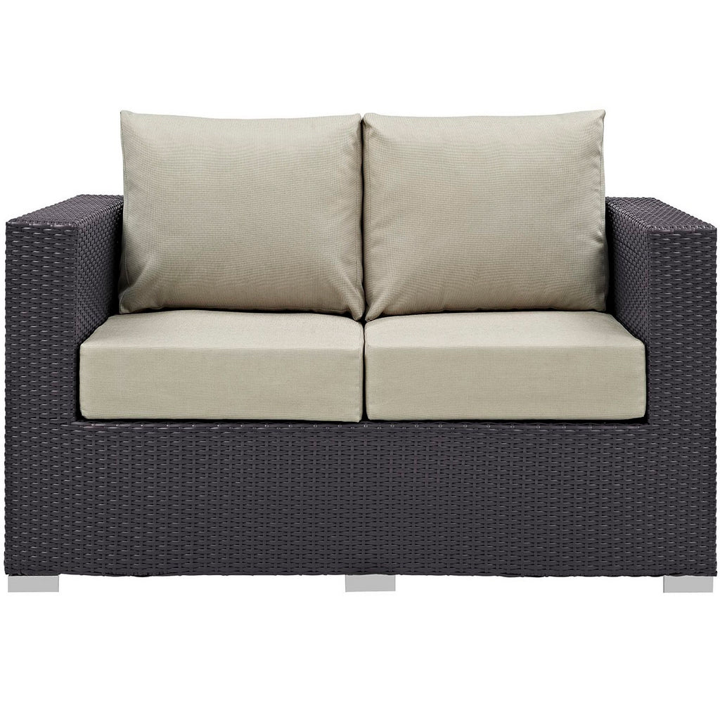 Convene Outdoor Patio Loveseat - Espresso Beige