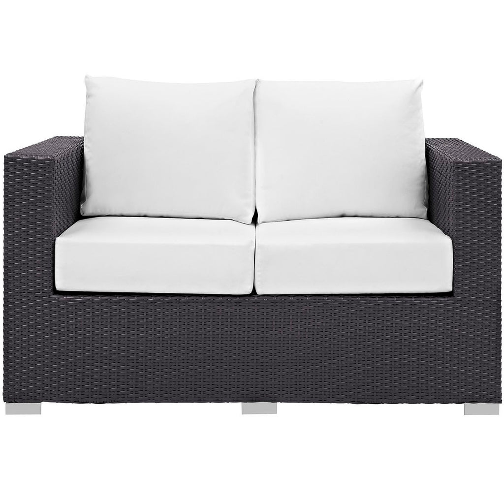 Convene Outdoor Patio Loveseat - Espresso White