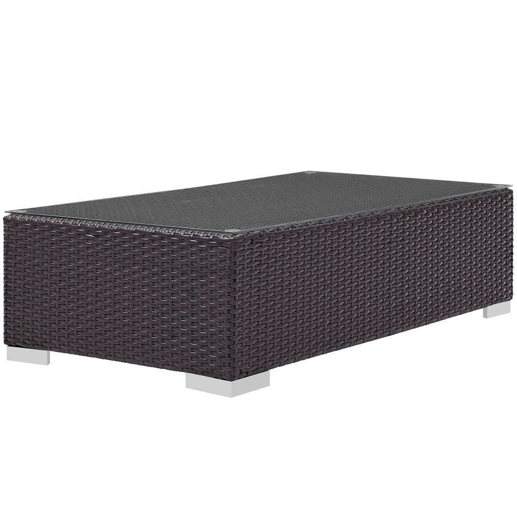 Convene 5 Piece Outdoor Patio Sectional Set - Espresso Beige (Armless, Coffee Table, 2 Corners, Ottoman)