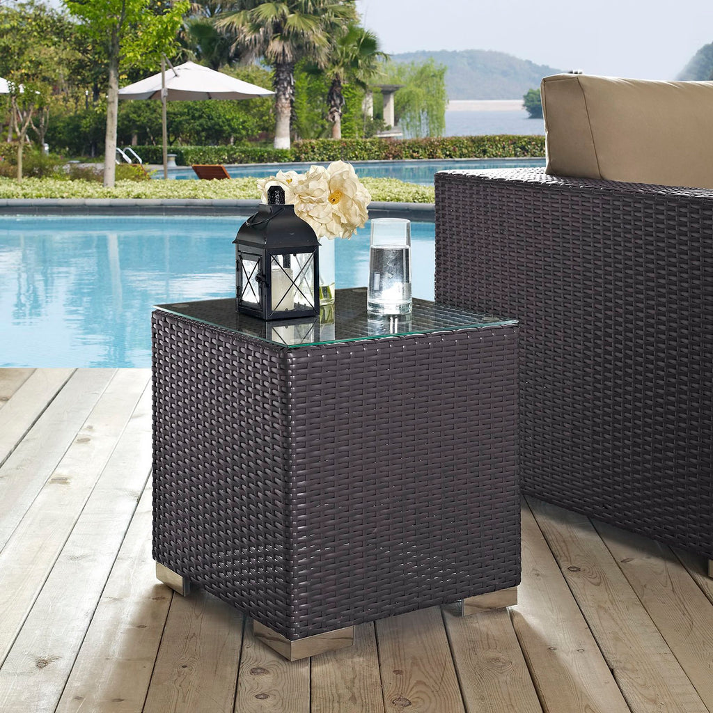 Convene Outdoor Patio Side Table - Espresso