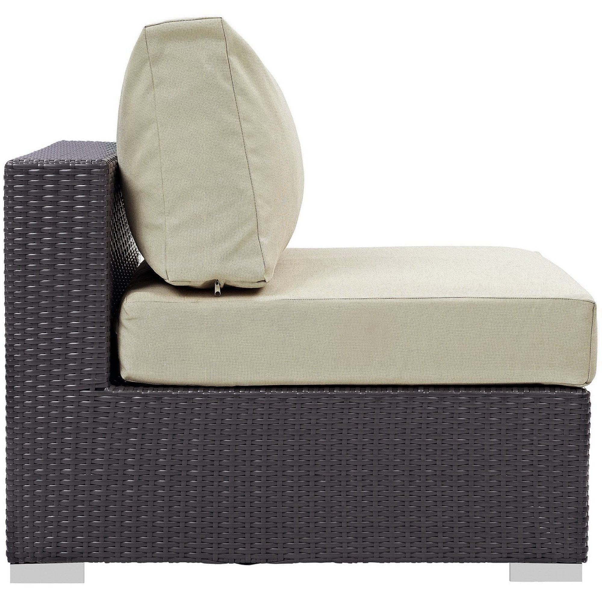 Convene 5 Piece Outdoor Patio Sectional Set - Espresso Beige (Armless, Coffee Table, 2 Corners, Ottoman)