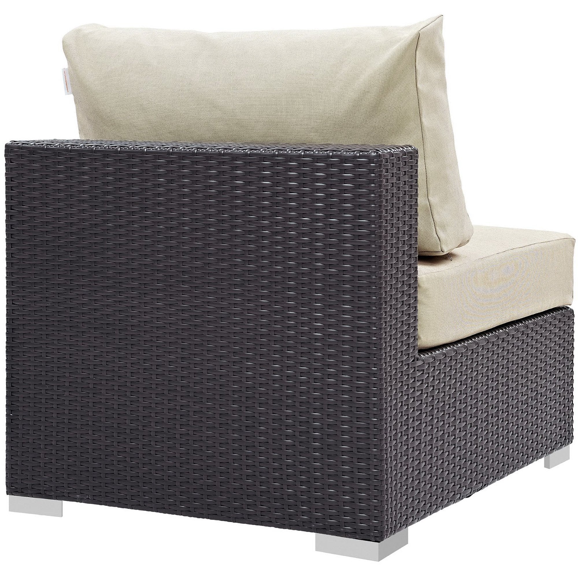 Convene 5 Piece Outdoor Patio Sectional Set - Espresso Beige (Armless, Coffee Table, 2 Corners, Ottoman)