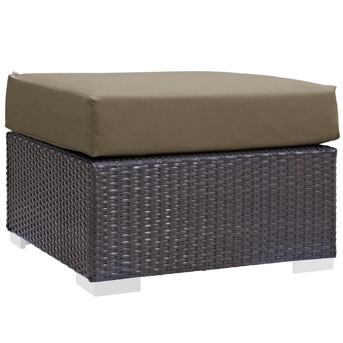 Convene Outdoor Patio Fabric Square Ottoman - Espresso Mocha