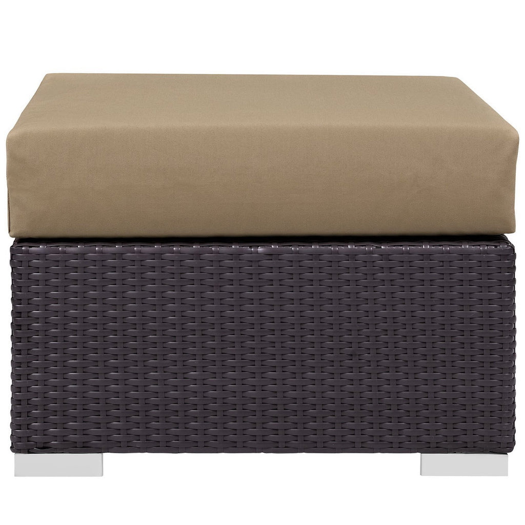 Convene Outdoor Patio Fabric Square Ottoman - Espresso Mocha