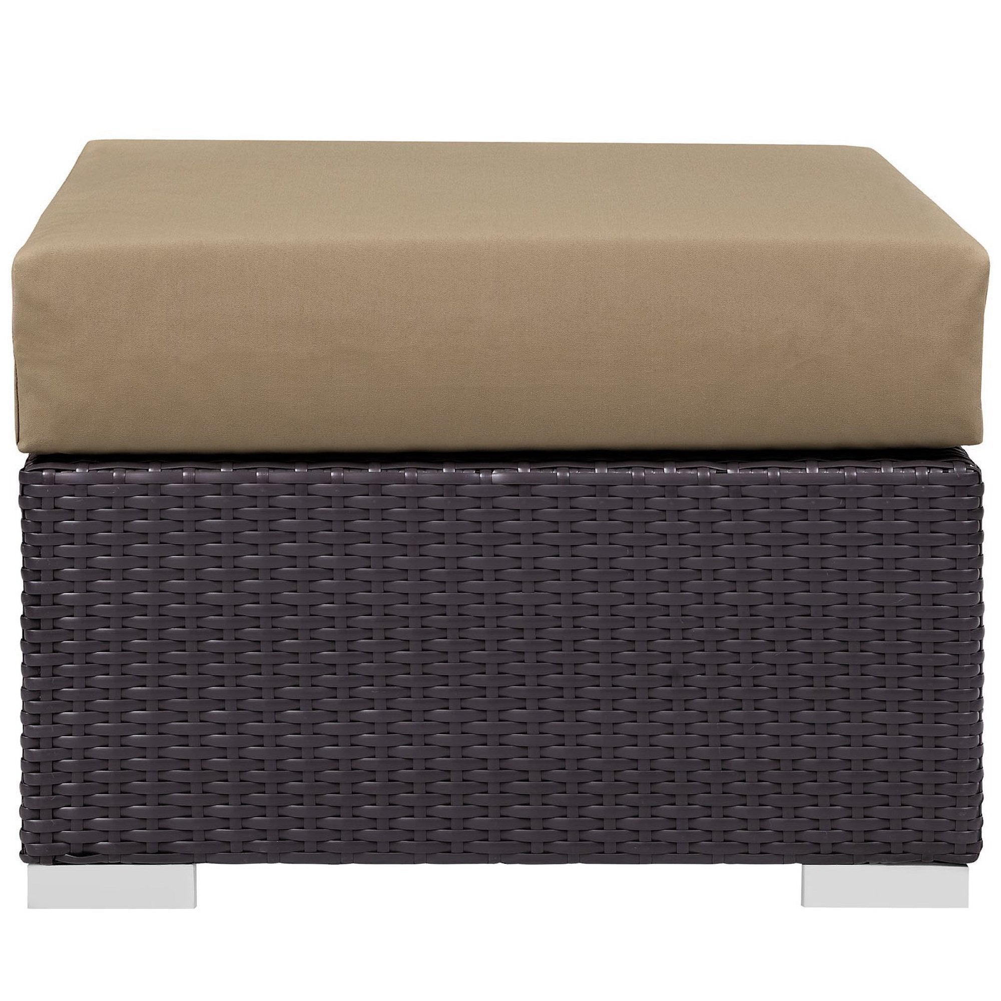 Convene Outdoor Patio Fabric Square Ottoman - Espresso Mocha