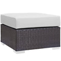 Convene Outdoor Patio Fabric Square Ottoman - Espresso White