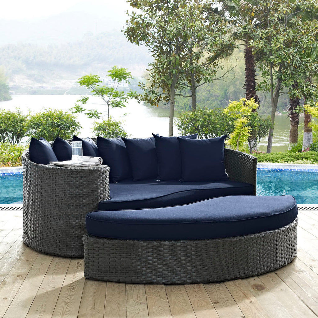 Sojourn Outdoor Patio Sunbrella Daybed - Canvas Navy (Bed, Ottoman)