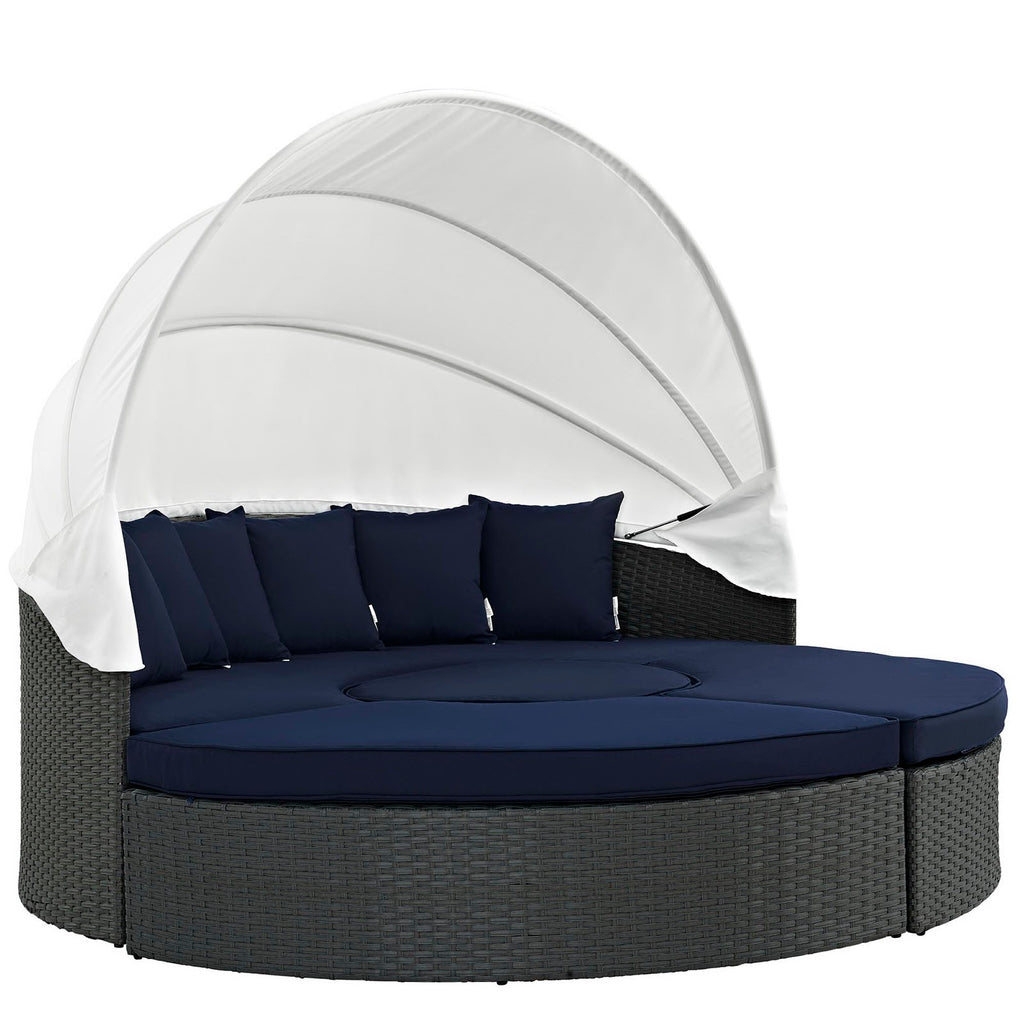 Sojourn Outdoor Patio Sunbrella Daybed - Canvas Navy (Bed, Coffee Table, 2 Ottomans)