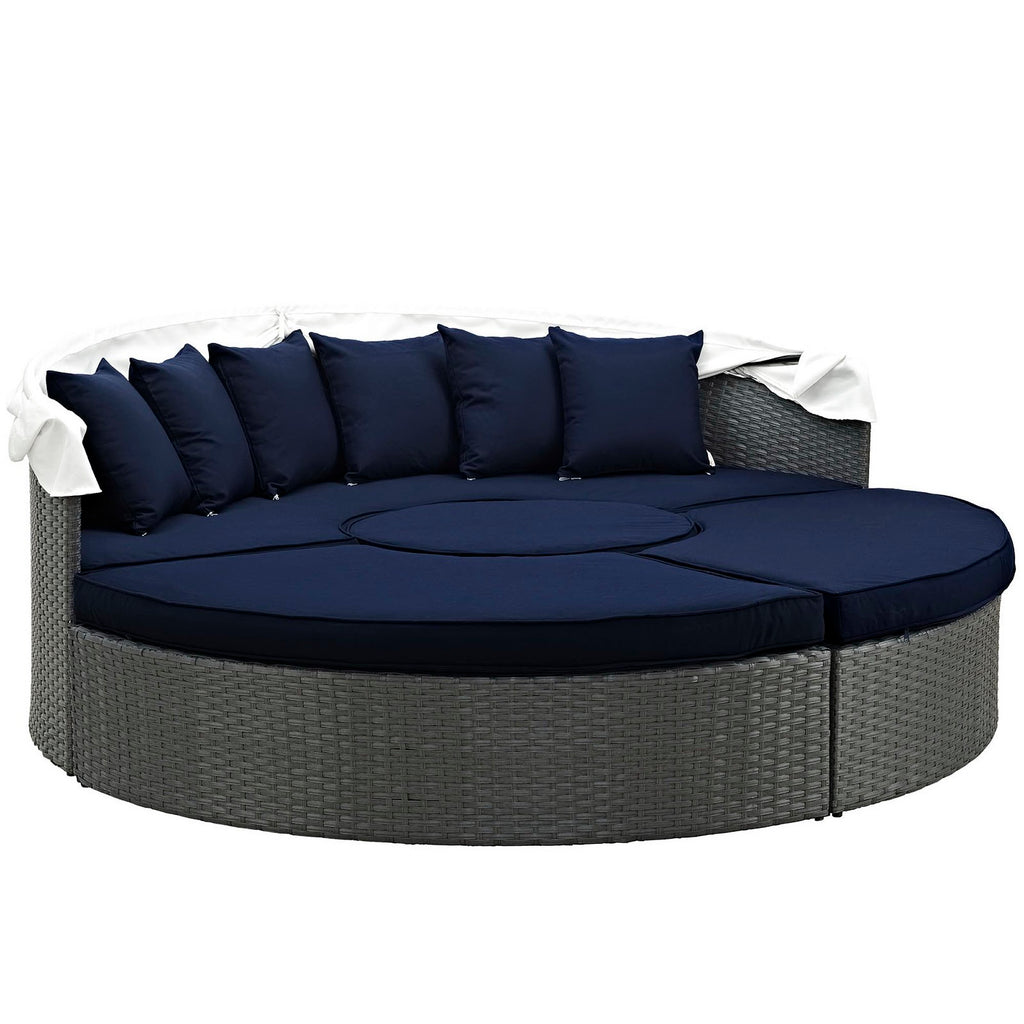 Sojourn Outdoor Patio Sunbrella Daybed - Canvas Navy (Bed, Coffee Table, 2 Ottomans)