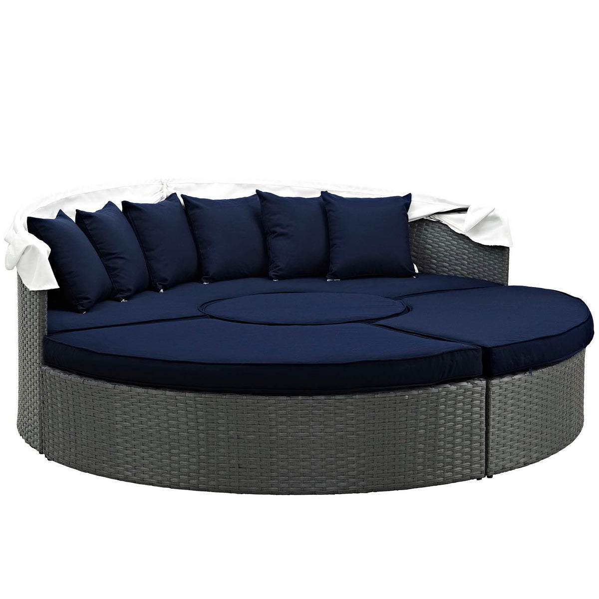 Sojourn Outdoor Patio Sunbrella Daybed - Canvas Navy (Bed, Coffee Table, 2 Ottomans)