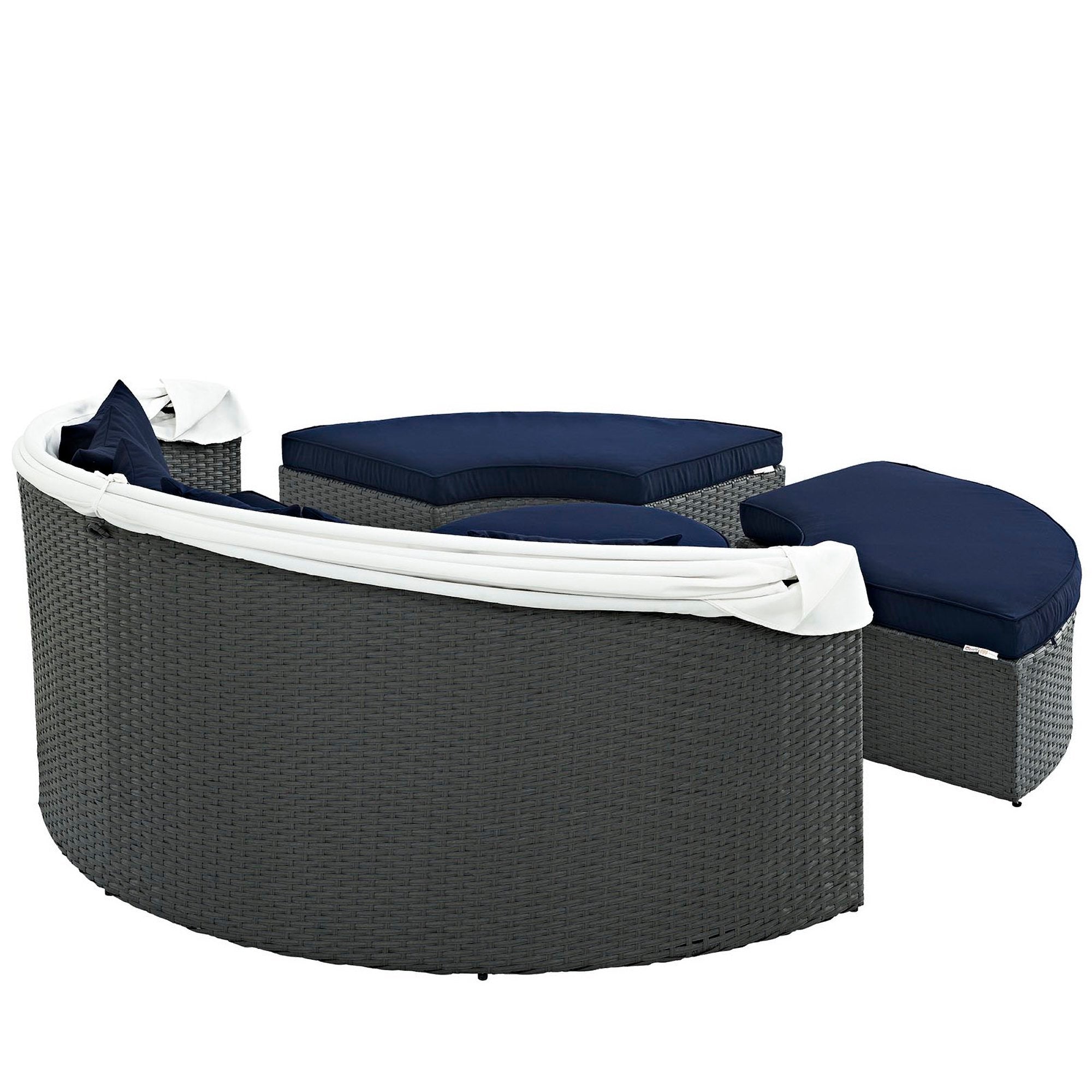Sojourn Outdoor Patio Sunbrella Daybed - Canvas Navy (Bed, Coffee Table, 2 Ottomans)