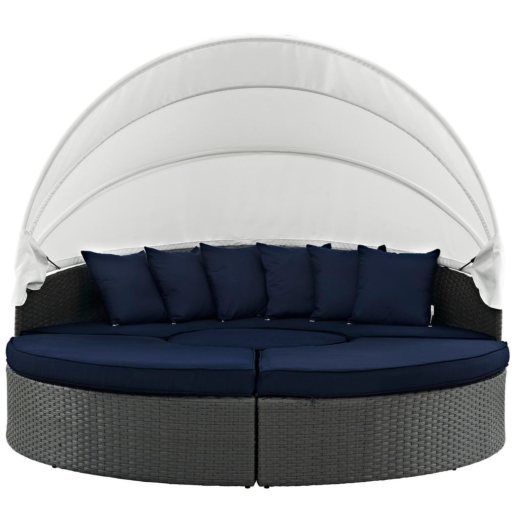 Sojourn Outdoor Patio Sunbrella Daybed - Canvas Navy (Bed, Coffee Table, 2 Ottomans)