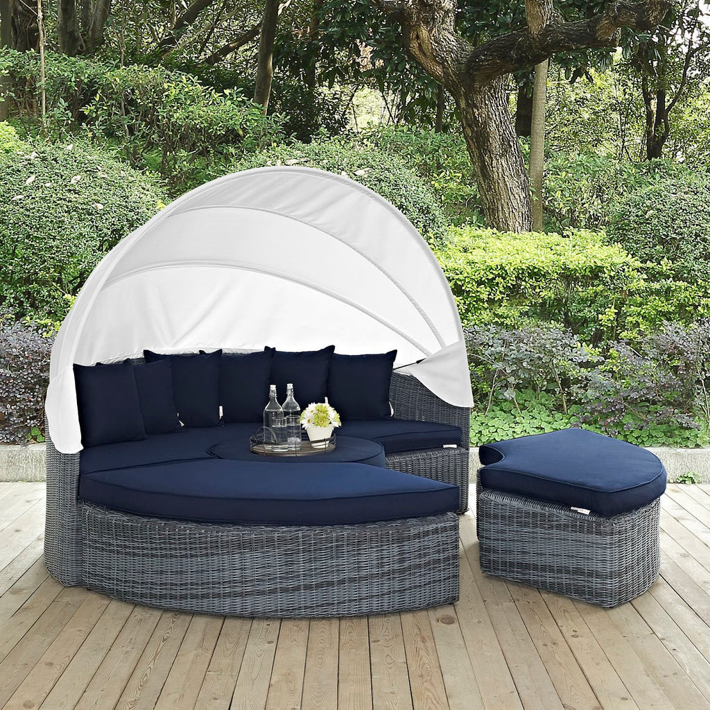 Summon Canopy Outdoor Patio Sunbrella Daybed - Canvas Navy