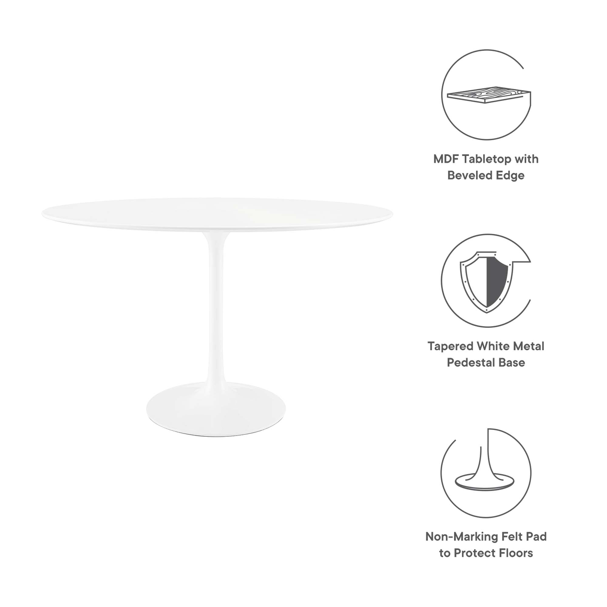 Lippa 48" Oval Wood Dining Table - White