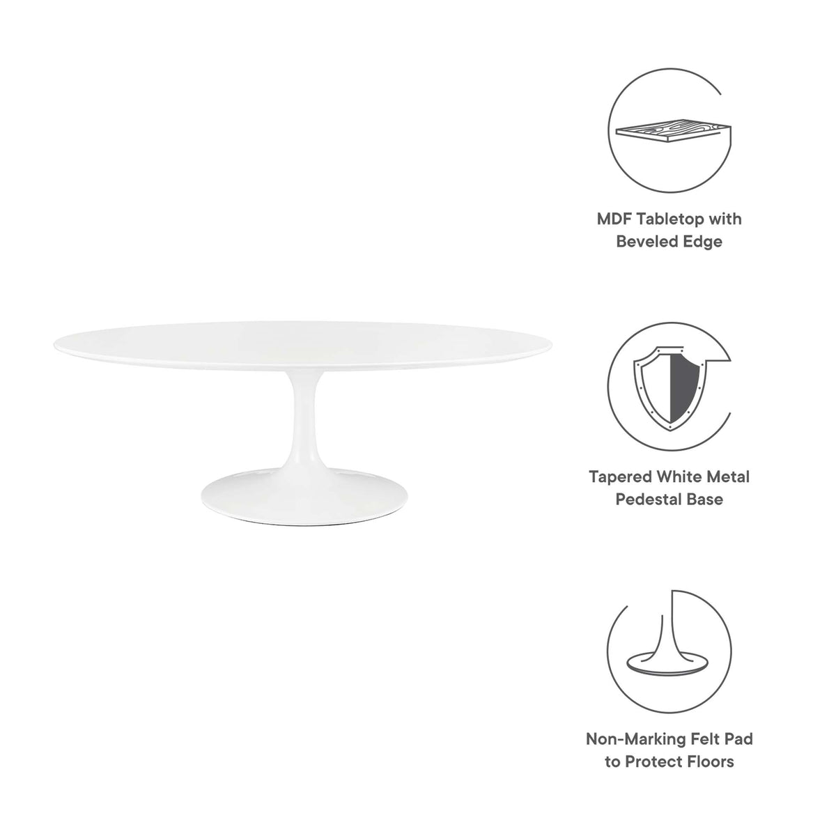 Lippa 48" Oval-Shaped Wood Coffee Table - White