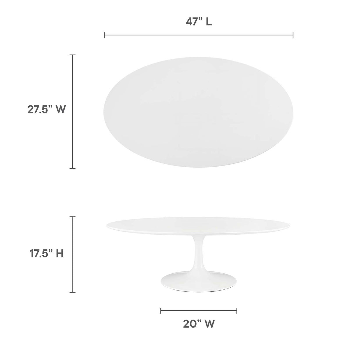 Lippa 48" Oval-Shaped Wood Coffee Table - White