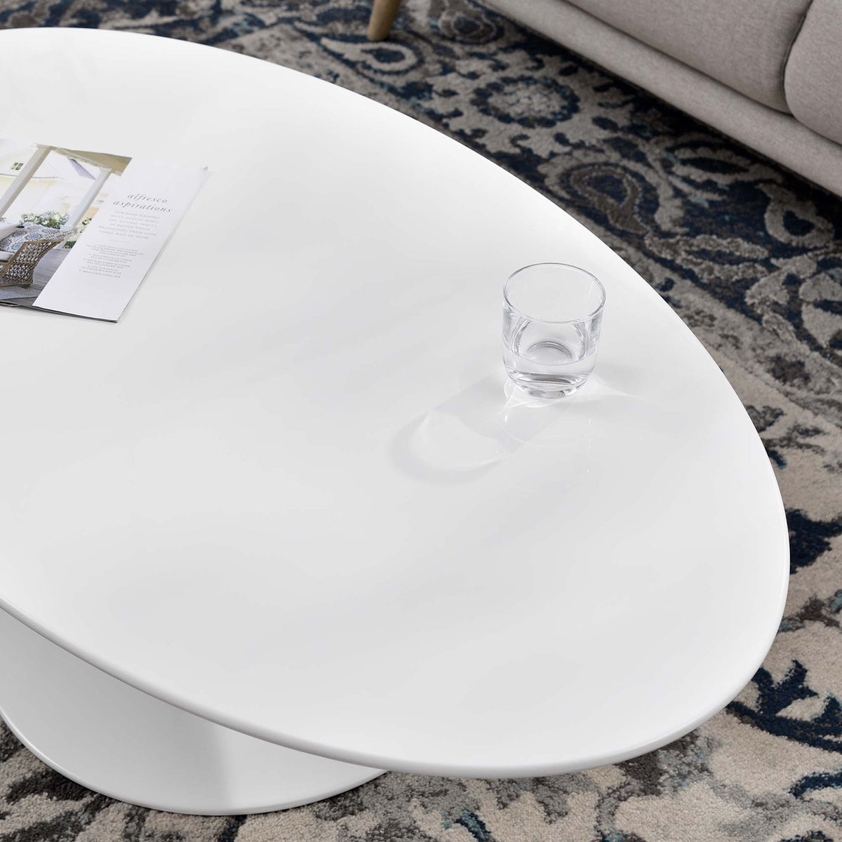 Lippa 48" Oval-Shaped Wood Coffee Table - White