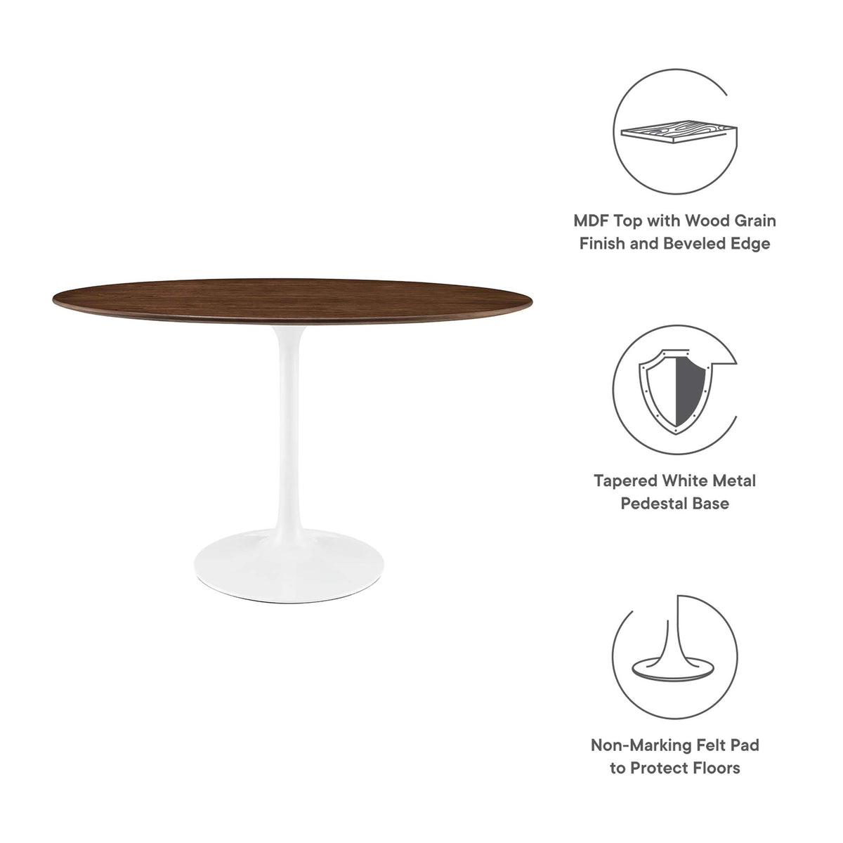 Lippa 48" Oval Wood Dining Table - Walnut
