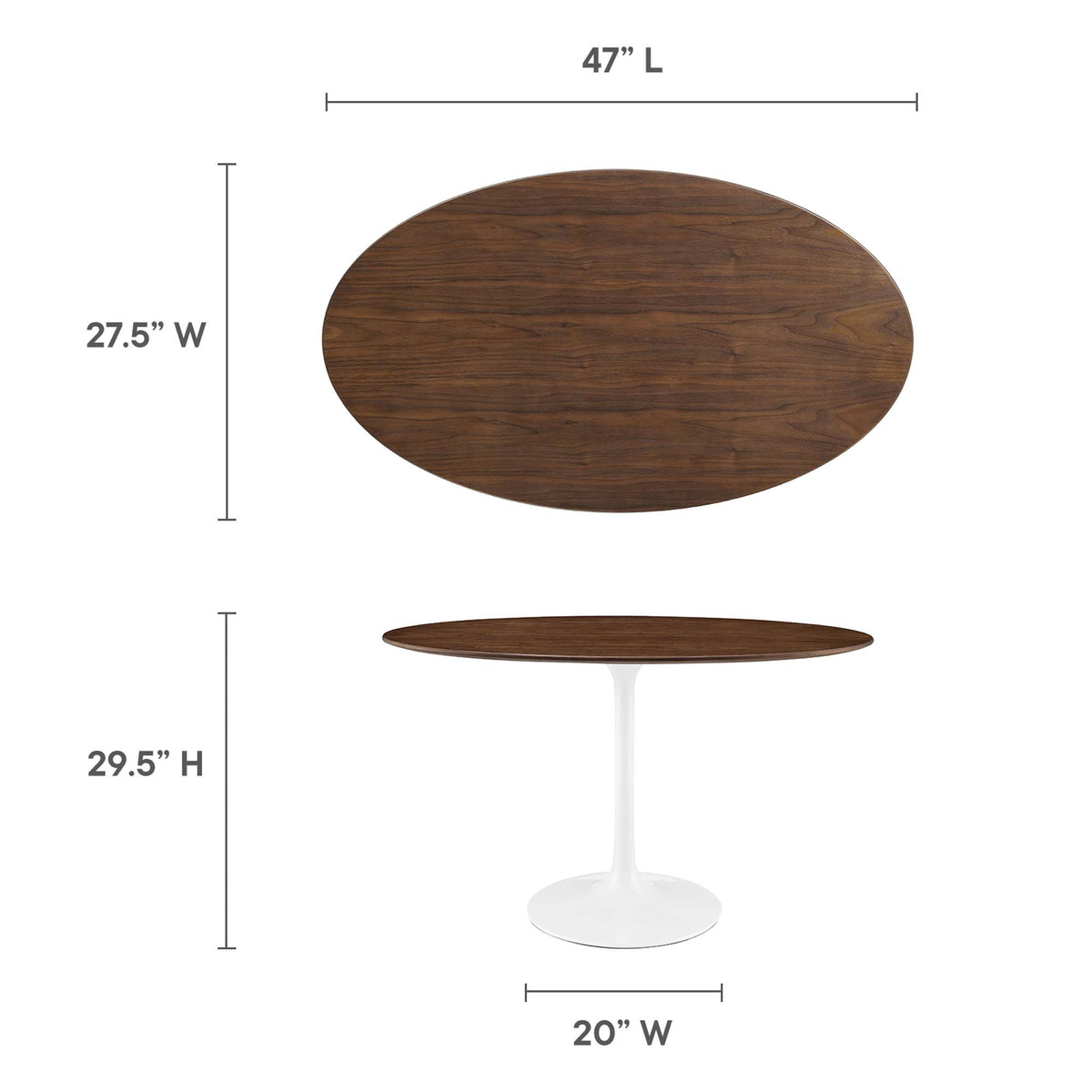 Lippa 48" Oval Wood Dining Table - Walnut