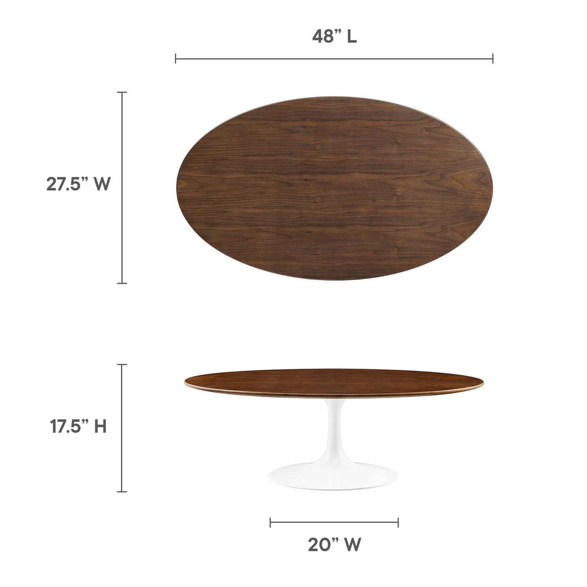 Lippa 48" Oval Wood Coffee Table - Walnut