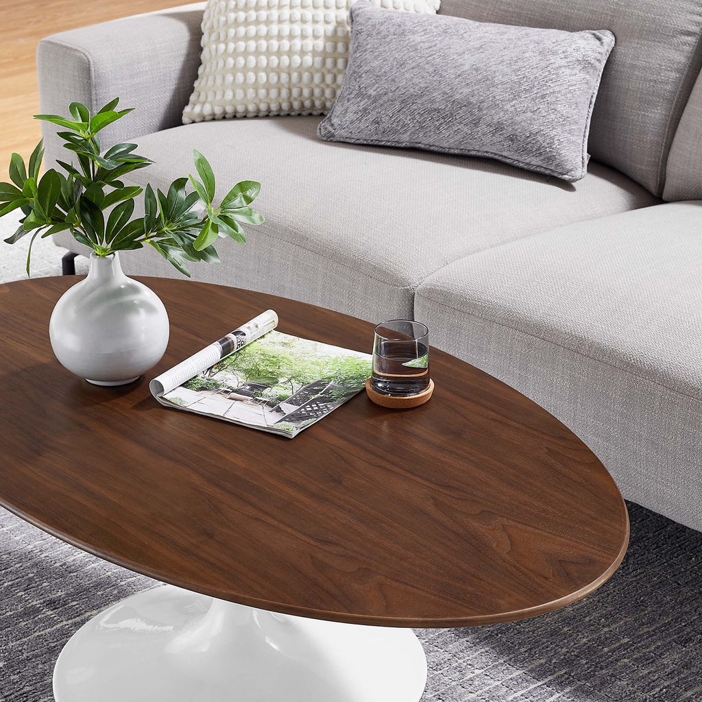 Lippa 48" Oval Wood Coffee Table - Walnut