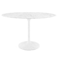Lippa 48" Oval Faux Marble Dining Table - White