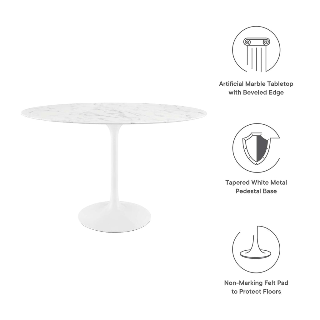 Lippa 48" Oval Faux Marble Dining Table - White