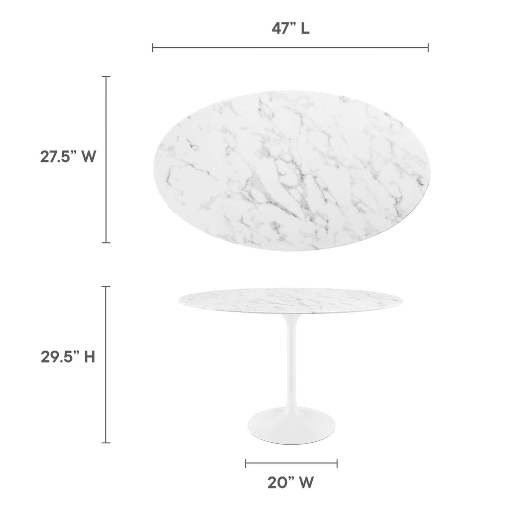 Lippa 48" Oval Faux Marble Dining Table - White